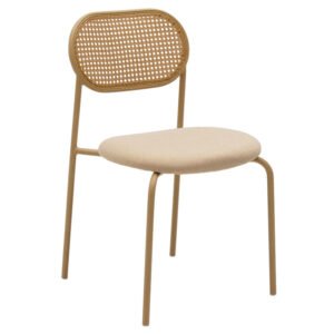 Καρέκλα James House Genius στοιβαζόμενη pe rattan ύφασμα μπεζ-μέταλλο φυσικό
