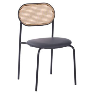 Καρέκλα James House Genius στοιβαζόμενη pe rattan μπεζ-pu μαύρο-μέταλλο φυσικό