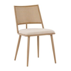 Καρέκλα Giulia House Genius φυσικό pe rattan-μπεζ ύφασμα-φυσικό μέταλλο 49x52x80εκ