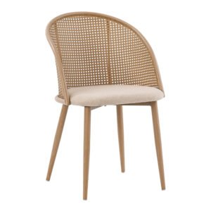 Καρέκλα Riccardo House Genius φυσικό pe rattan-μπεζ ύφασμα-φυσικό μέταλλο 56x52x82εκ