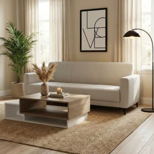 Καναπές τριθέσιος Sidica House Genius PU σε εκρού απόχρωση 185x82x81εκ