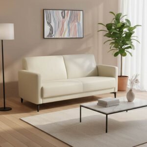 Καναπές διθέσιος Sidica I House Genius PU σε μπεζ απόχρωση 135x82x81εκ