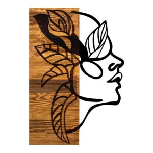 Διακοσμητικό τοίχου Redian House Genius ξύλο πεύκου σε φυσική απόχρωση με μαύρο μέταλλο 34x3x50εκ