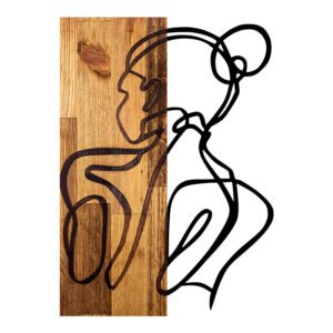 Διακοσμητικό τοίχου Womanel House Genius ξύλο πεύκου σε φυσική απόχρωση με μαύρο μέταλλο 35x3x50εκ