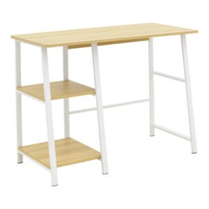 Γραφείο εργασίας Ferje House Genius με ράφια mdf σε φυσική-λευκή απόχρωση 100x48x75εκ