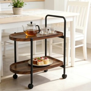 Βοηθητικό τραπέζι Whelea House Genius τροχήλατο mdf-μέταλλο καρυδί-μαύρο 40x60x69εκ