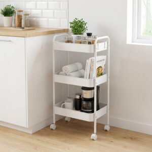 Τρόλλεϊ-ραφιέρα Nedea House Genius μέταλλο λευκό 41x30x77εκ