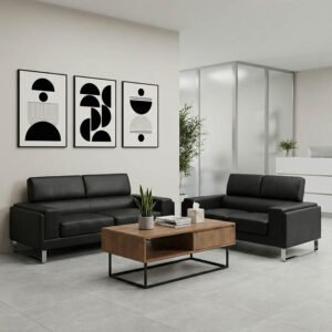 Σετ σαλονιού Shea House Genius 2τεμ pu σε μαύρη απόχρωση