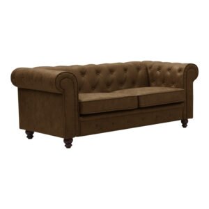 Kαναπές διθέσιος τ. Chesterfield House Genius pu σε αντικέ καφέ απόχρωση 160x84x67εκ