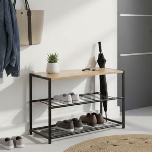 Παπουτσοθήκη Ramon House Genius 6 ζευγών φυσικό-μαύρο 63x30x43εκ