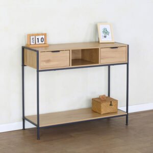 Κονσόλα Regando House Genius σε oak απόχρωση με μαύρο μέταλλο 100x35x80εκ