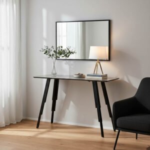 Κονσόλα Lifo House Genius MDF ανθρακί cement-μαύρο 120x40x75εκ