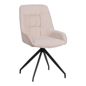 Καρέκλα περιστρεφόμενη Kadeira House Genius ύφασμα μπεζ με μαύρα μεταλλικά πόδια 57.5x51x89