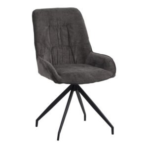 Καρέκλα περιστεφόμενη Kadeira House Genius ύφασμα σκούρο γκρι- μαύρα μεταλλικά πόδια 57.5x51x89εκ