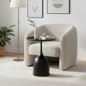 Βοηθητικό τραπέζι Agrile Inart μαύρο μέταλλο Φ50x60εκ