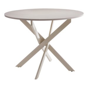 Τραπέζι Dammero House Genius mdf κρεμ απόχρωση με πόδι κρεμ μέταλλο Φ100x75εκ