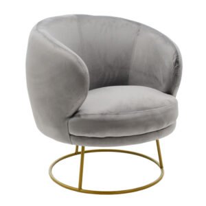 Πολυθρόνα Rony House Genius βελούδο γκρι-χρυσό 78x75x82εκ