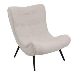 Πολυθρόνα-μπερζέρα Silla House Genius μπουκλέ ύφασμα σε μπεζ απόχρωση 97x80x100εκ