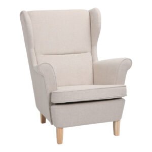 Πολυθρόνα - μπερζέρα Malei House Genius ύφασμα σε κρεμ απόχρωση-ξύλινα πόδια 85x93x100εκ