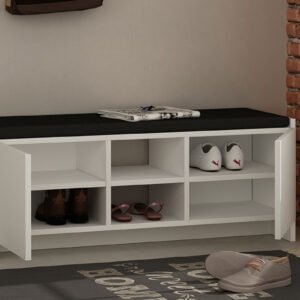 Έπιπλο εισόδου σκαμπό-παπουτσοθήκη ZULLA House Genius 10 ζεύγων λευκό 110x37x43εκ