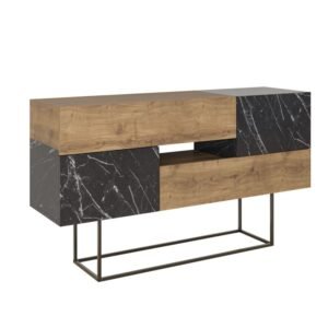 Μπουφές Roberta House Genius καρυδί-μαύρο μαρμάρου 145x40x82εκ