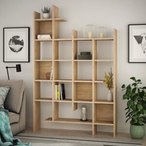 Βιβλιοθήκη Manco House Genius σε oak απόχρωση 122x25.5x188εκ