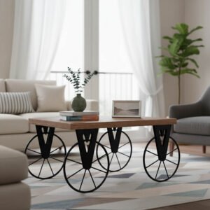 Τραπέζι σαλονιού Bike House Genius χρώμα μαύρο-καρυδί 85x55x41εκ