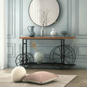 Κονσόλα Bike House Genius χρώμα μαύρο-καρυδί 148x28x85εκ