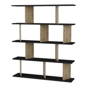 Βιβλιοθήκη Ratu House Genius sonoma-μαύρο 120x24,6x141εκ