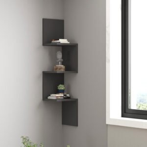 Ραφιέρα γωνιακή τοίχου Insta House Genius σε ανθρακί απόχρωση 25x25x105,5εκ