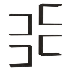 Ραφιέρα τοίχου Perari House Genius 4τεμ.σε σκούρο καρυδί απόχρωση 30x19.6x30εκ