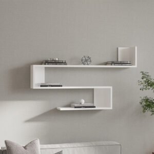 Ραφιέρα τοίχου Zeta House Genius σε λευκή απόχρωση 120x20x71εκ
