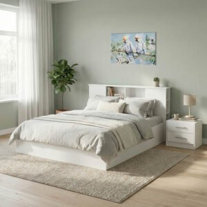 Κρεβάτι OLYMPUS House Genius σε λευκή απόχρωση 140x200εκ