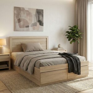 Κρεβάτι Olympus House Genius με συρτάρι σε sonoma απόχρωση 120x200εκ