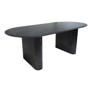Τραπέζι Nembou House Genius mdf σε απόχρωση μαύρου μαρμάρου 210x100x76εκ