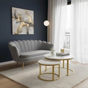 Καναπές 2θέσιος Daimon House Genius βελούδο γκρι 134x70x77εκ