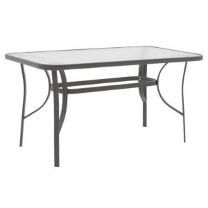 Τραπέζι Ensure House Genius ανθρακί μέταλλο-tempered γυαλί 120x70x70εκ