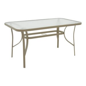 Τραπέζι Ensure House Genius μέταλλο σαμπανιζέ-γυαλί 140x80x70εκ