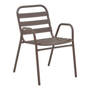 Πολυθρόνα Sussie House Genius στοιβαζόμενη καφέ μέταλλο με φέτες αλουμινίου 45x62x76εκ