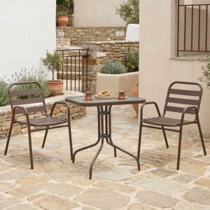 Τραπεζαρία Watson-Sussie House Genius σετ 3τεμ μέταλλο καφέ-γυαλί 70x70x70εκ