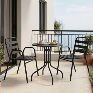 Τραπεζαρία Vergo-Sussie House Genius 3τεμ μαύρο μέταλλο Φ60x70εκ