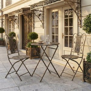 Τραπεζαρία Drill House Genius σετ 3τεμ μέταλλο χρώμα χαλκού antique