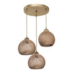 Φωτιστικό οροφής τρίφωτο PWL-1121 House Genius Ε27 μπεζ-χρυσό Φ40x80εκ