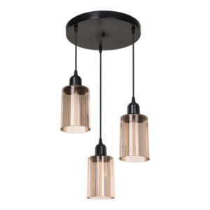 Φωτιστικό οροφής τρίφωτο PWL-1195 House Genius Ε27 μαύρο-amber Φ30x80εκ