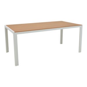 Τραπέζι Nares House Genius αλουμίνιο λευκό-plywood φυσικό 180x90x72.5εκ