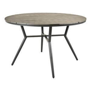 Τραπέζι Appa House Genius αλουμίνιο και plywood σε ανθρακί απόχρωση Φ120x74εκ