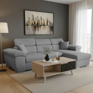 Γωνιακός καναπές-κρεβάτι αναστρέψιμος Comy House Genius γκρι 286x160x75-90εκ