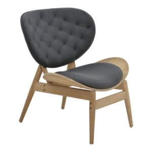 Πολυθρόνα relax Udalle House Genius μασίφ ξύλο καρυδί-PU μάυρο 77x70x82εκ