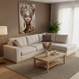 Γωνιακός καναπές αριστερή γωνία Boston House Genius ύφασμα cream-mocha 280x225x90εκ