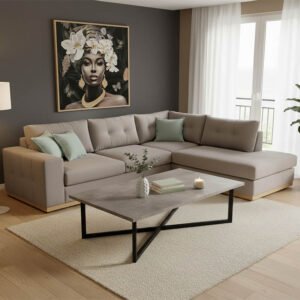 Γωνιακός καναπές αριστερή γωνία Boston House Genius ύφασμα elephant-ciel 280x225x90εκ